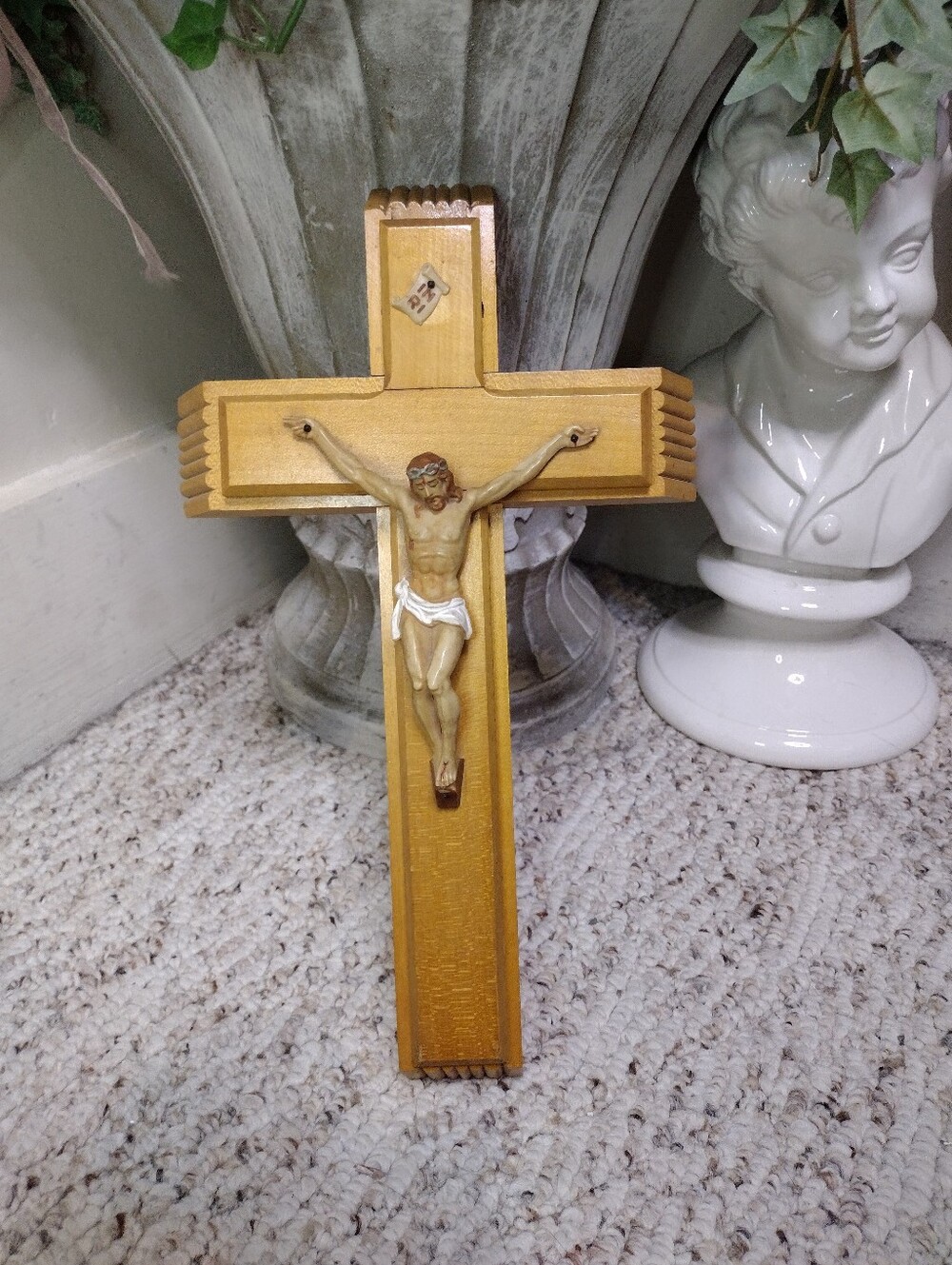 Vintage Catholic Wooden "Sick Call" Crucifix Cross